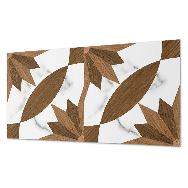Rectangular wall panel Geometric shapes with a wooden accent