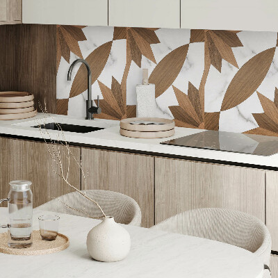 Rectangular wall panel Geometric shapes with a wooden accent