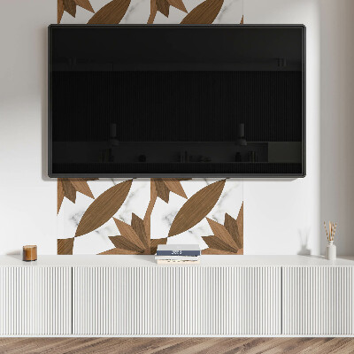 Rectangular wall panel Geometric shapes with a wooden accent
