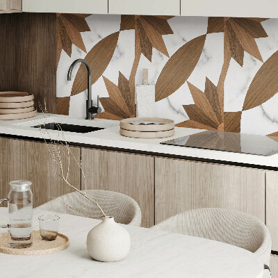Rectangular wall panel Geometric shapes with a wooden accent