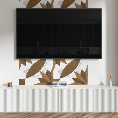 Rectangular wall panel Geometric shapes with a wooden accent