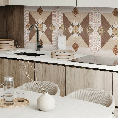 Rectangular bathroom wall panel Mosaic pattern with decorative details