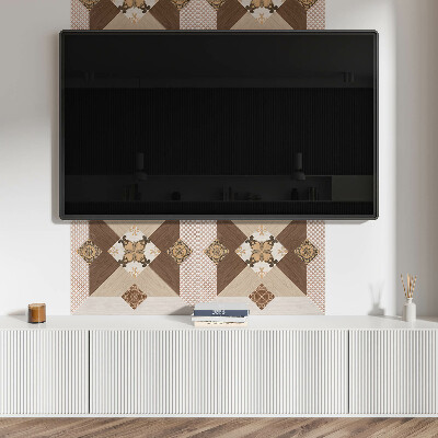 Rectangular bathroom wall panel Mosaic pattern with decorative details
