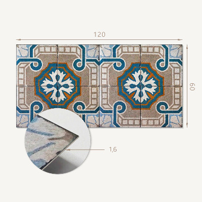 Rectangular decorative wall panel Mosaic pattern with decorative motifs