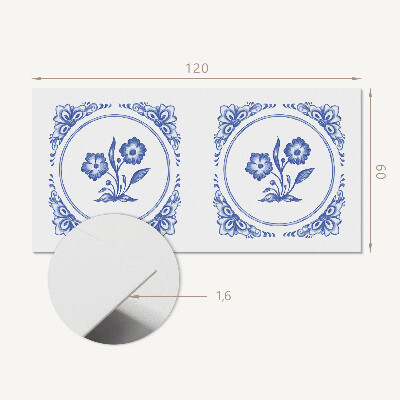 Rectangular bathroom wall panel Floral motif in a circle