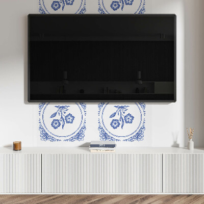 Rectangular bathroom wall panel Floral motif in a circle
