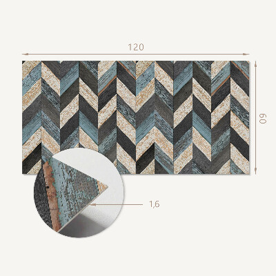 Rectangular wall panel Zigzag motif with a wooden accent