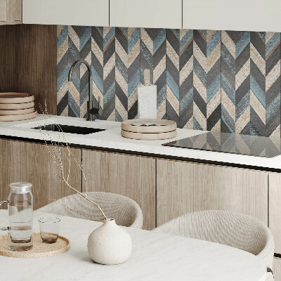 Rectangular wall panel Zigzag motif with a wooden accent