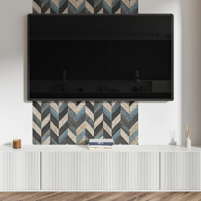 Rectangular wall panel Zigzag motif with a wooden accent