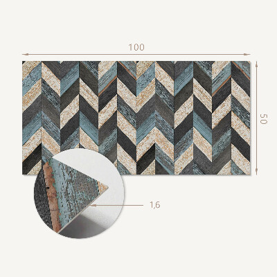 Rectangular wall panel Zigzag motif with a wooden accent