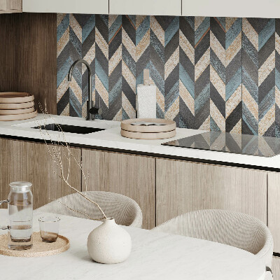 Rectangular wall panel Zigzag motif with a wooden accent