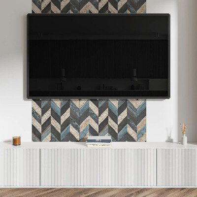 Rectangular wall panel Zigzag motif with a wooden accent