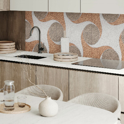 Rectangular bathroom wall panel Circles and waves motif