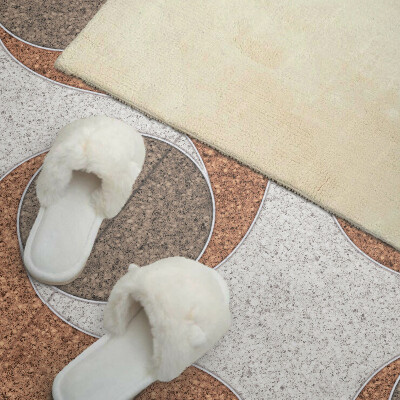 Rectangular bathroom wall panel Circles and waves motif