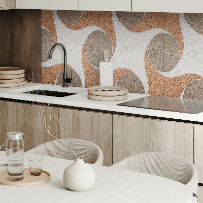 Rectangular bathroom wall panel Circles and waves motif
