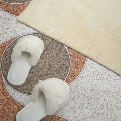 Rectangular bathroom wall panel Circles and waves motif