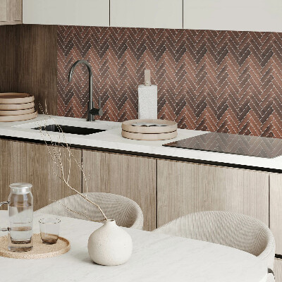 Rectangular decorative wall panel Herringbone pattern with wooden accents