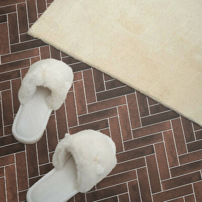 Rectangular decorative wall panel Herringbone pattern with wooden accents