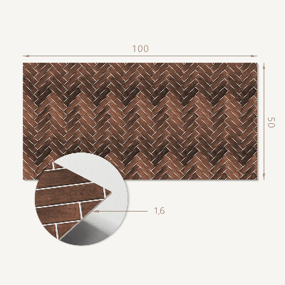 Rectangular decorative wall panel Herringbone pattern with wooden accents