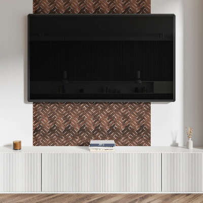 Rectangular decorative wall panel Herringbone pattern with wooden accents