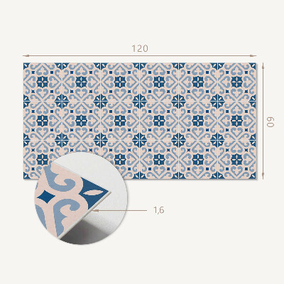 Rectangular bathroom wall panel Ornament motifs on tiles