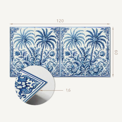 Rectangular wall panel Exotic plant motif