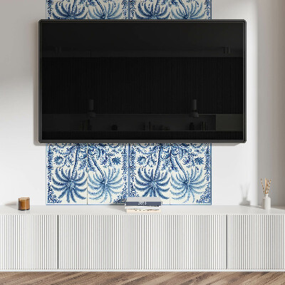 Rectangular wall panel Exotic plant motif