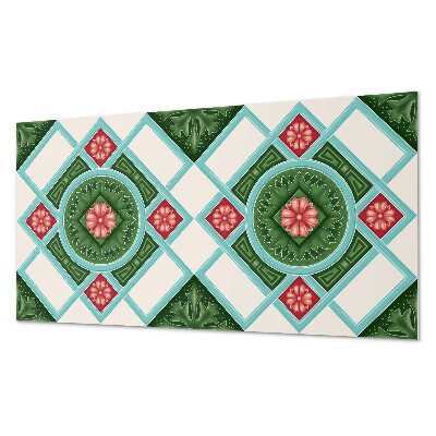 Rectangular bathroom wall panel Floral motif in a rhombus arrangement