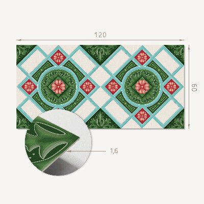 Rectangular bathroom wall panel Floral motif in a rhombus arrangement