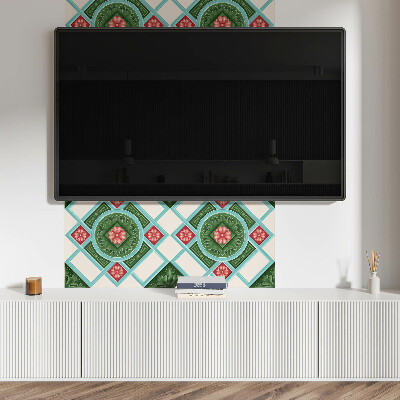 Rectangular bathroom wall panel Floral motif in a rhombus arrangement