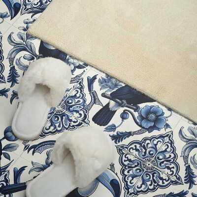Rectangular wall panel Toucan on decorative tiles