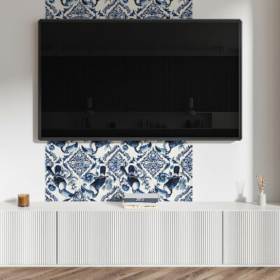 Rectangular wall panel Toucan on decorative tiles
