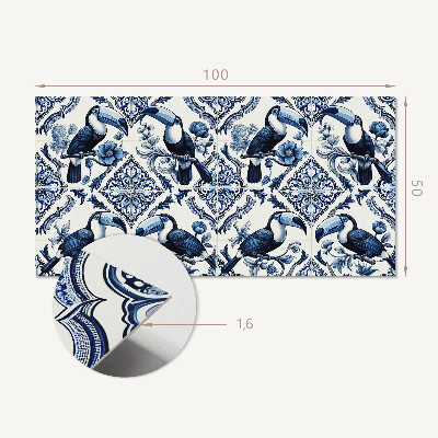 Rectangular wall panel Toucan on decorative tiles