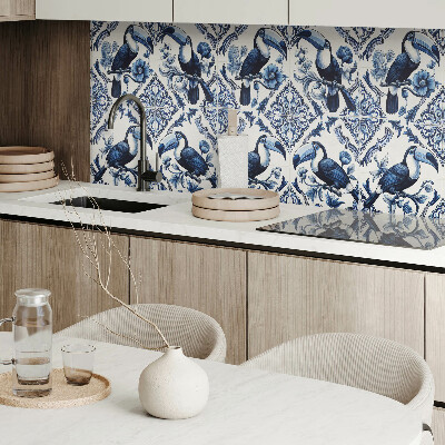 Rectangular wall panel Toucan on decorative tiles