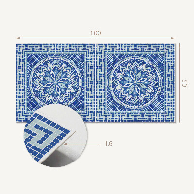Rectangular bathroom wall panel Floral mosaic pattern