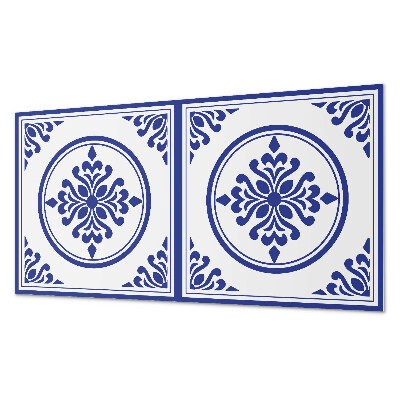 Rectangular bathroom wall panel Round motif with floral accents