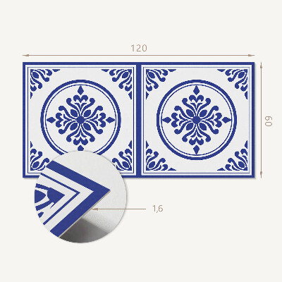 Rectangular bathroom wall panel Round motif with floral accents