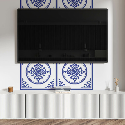 Rectangular bathroom wall panel Round motif with floral accents