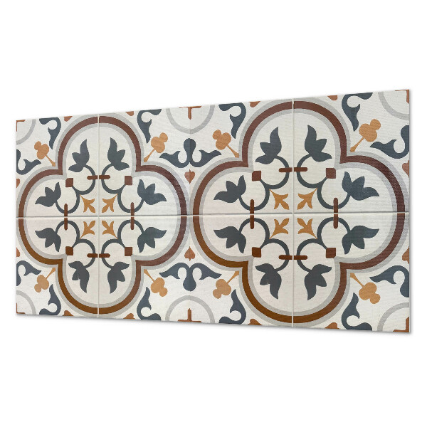 Rectangular wall panel Checkered floral motif