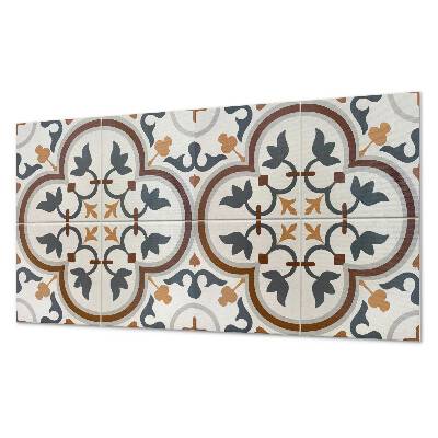 Rectangular wall panel Checkered floral motif