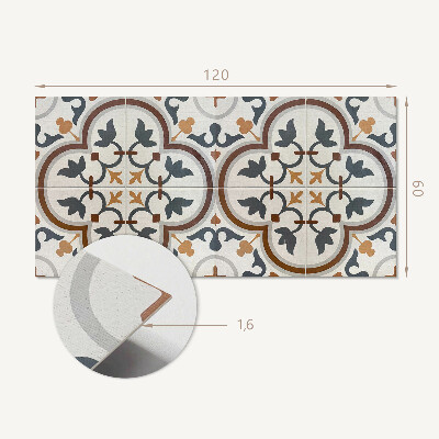 Rectangular wall panel Checkered floral motif