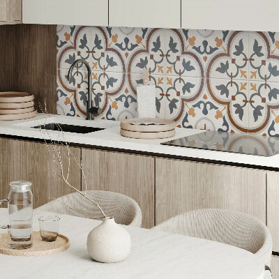 Rectangular wall panel Checkered floral motif