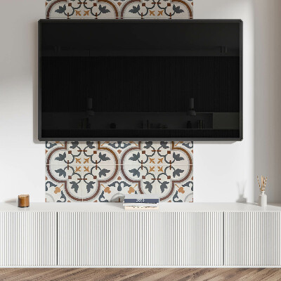 Rectangular wall panel Checkered floral motif