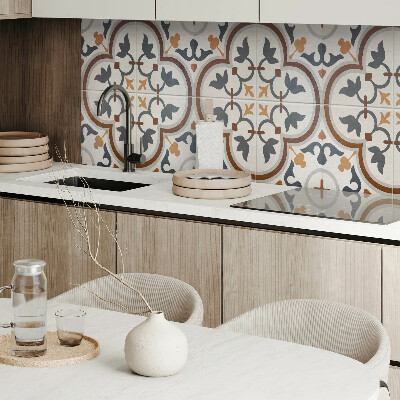 Rectangular wall panel Checkered floral motif