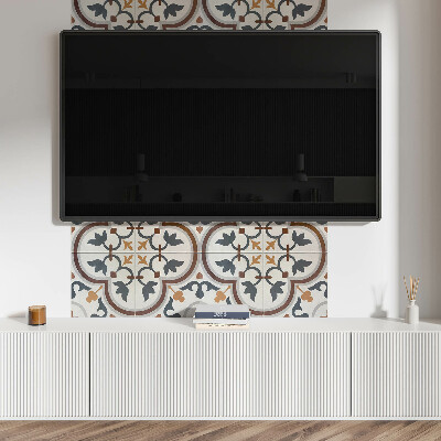 Rectangular wall panel Checkered floral motif