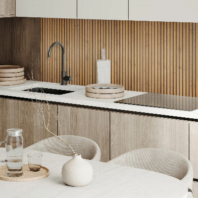 Rectangular bathroom wall panel Natural vertical planks in a wood tone