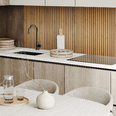 Rectangular bathroom wall panel Natural vertical planks in a wood tone