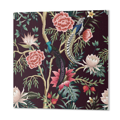 Wall paneling Folk pattern with flowers and birds