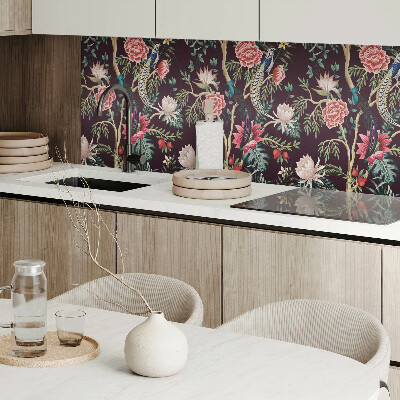 Wall paneling Folk pattern with flowers and birds