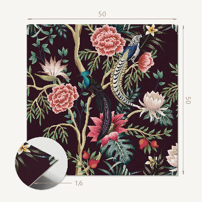 Wall paneling Folk pattern with flowers and birds
